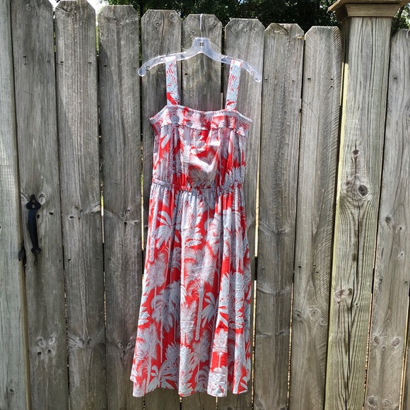 Talbots Oasis Palm Fit and Flare Voile Dress - Picture 3 of 9